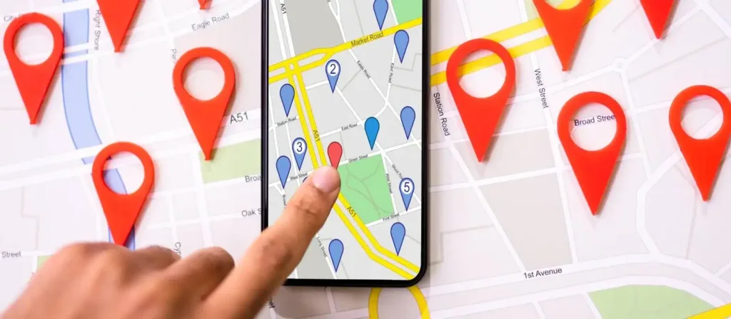 Infographic van lokale SEO op een plattegrond van Eindhoven